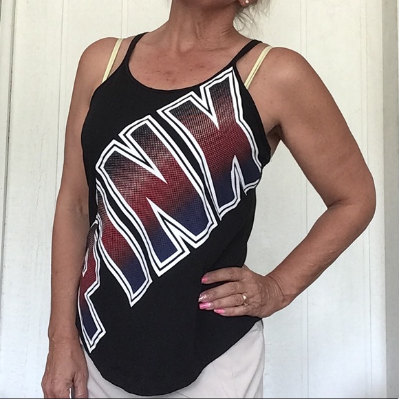 VICTORIAS SECRET PINK BLACK CROSS BACK TANK TOP SMALL - Picture 3 of 9